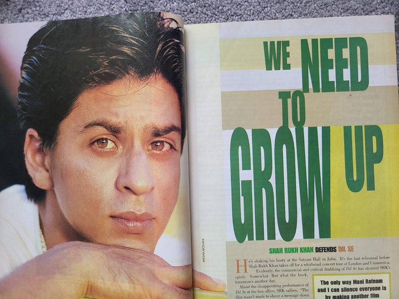 Filmfare spread: Shah Rukh Khan, headline We Need To Grow Up, Shah Rukh Khan defends Dil Se